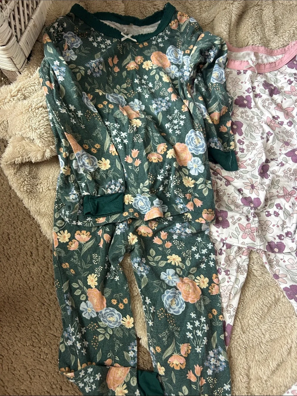 4 Kids Floral & Character  soft fabric Pajama Set - Pink, Blue, Green, Purple